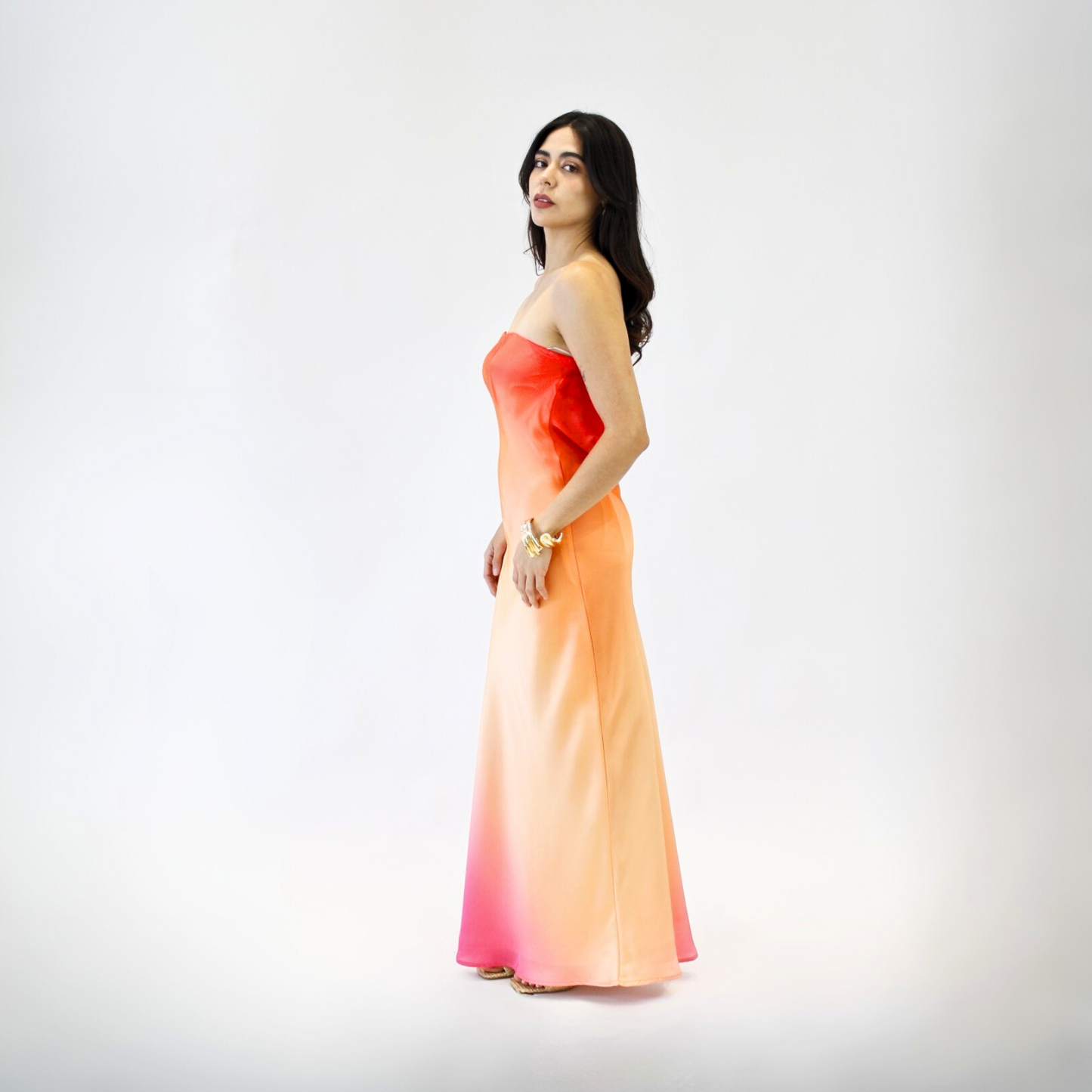 Vestido Strapless Degradado